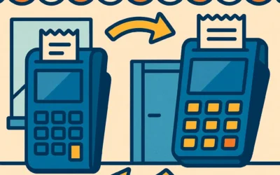 illustration depicting changing payment processing hardware